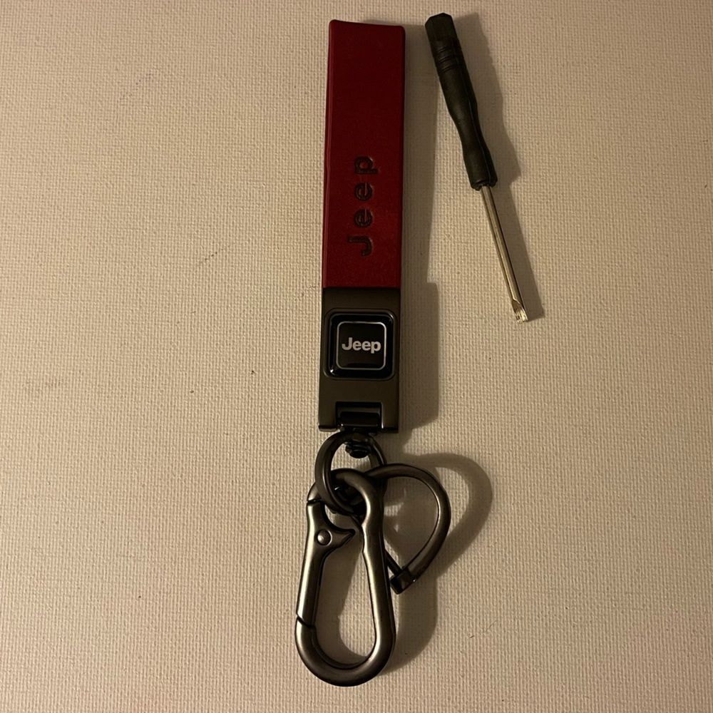 Jeep Key Fob Keychain in Deep Red Leather NWT